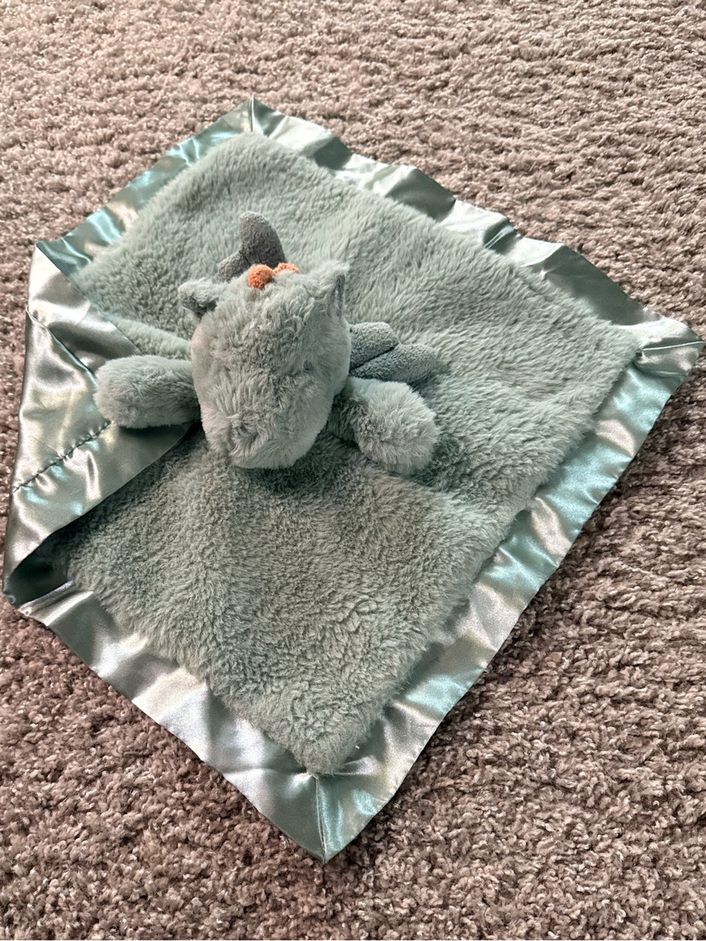 Cloud Island Lovey Security Blanket Green Polyester Satin Trim Clouds Q4/24
